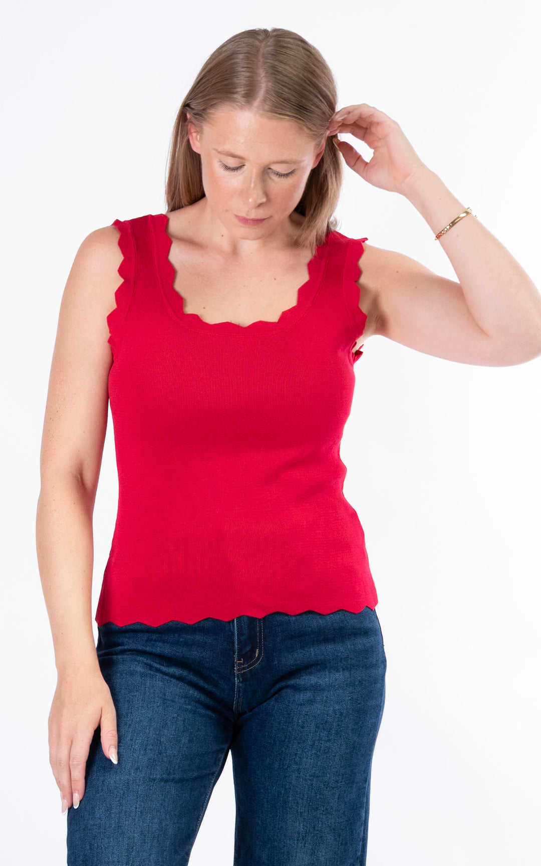 Makayla Ribbed Vest | Red