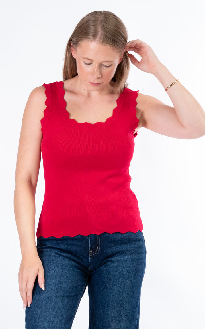 Makayla Ribbed Vest | Red