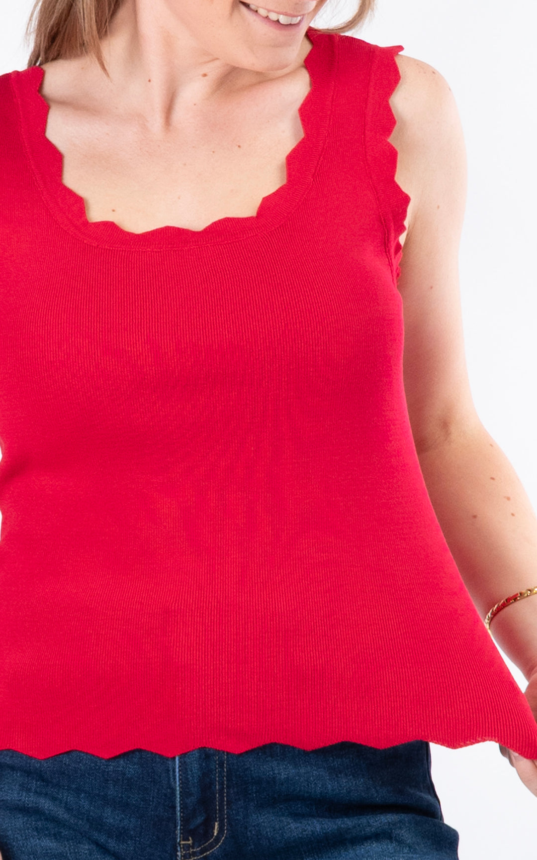 Makayla Ribbed Vest | Red