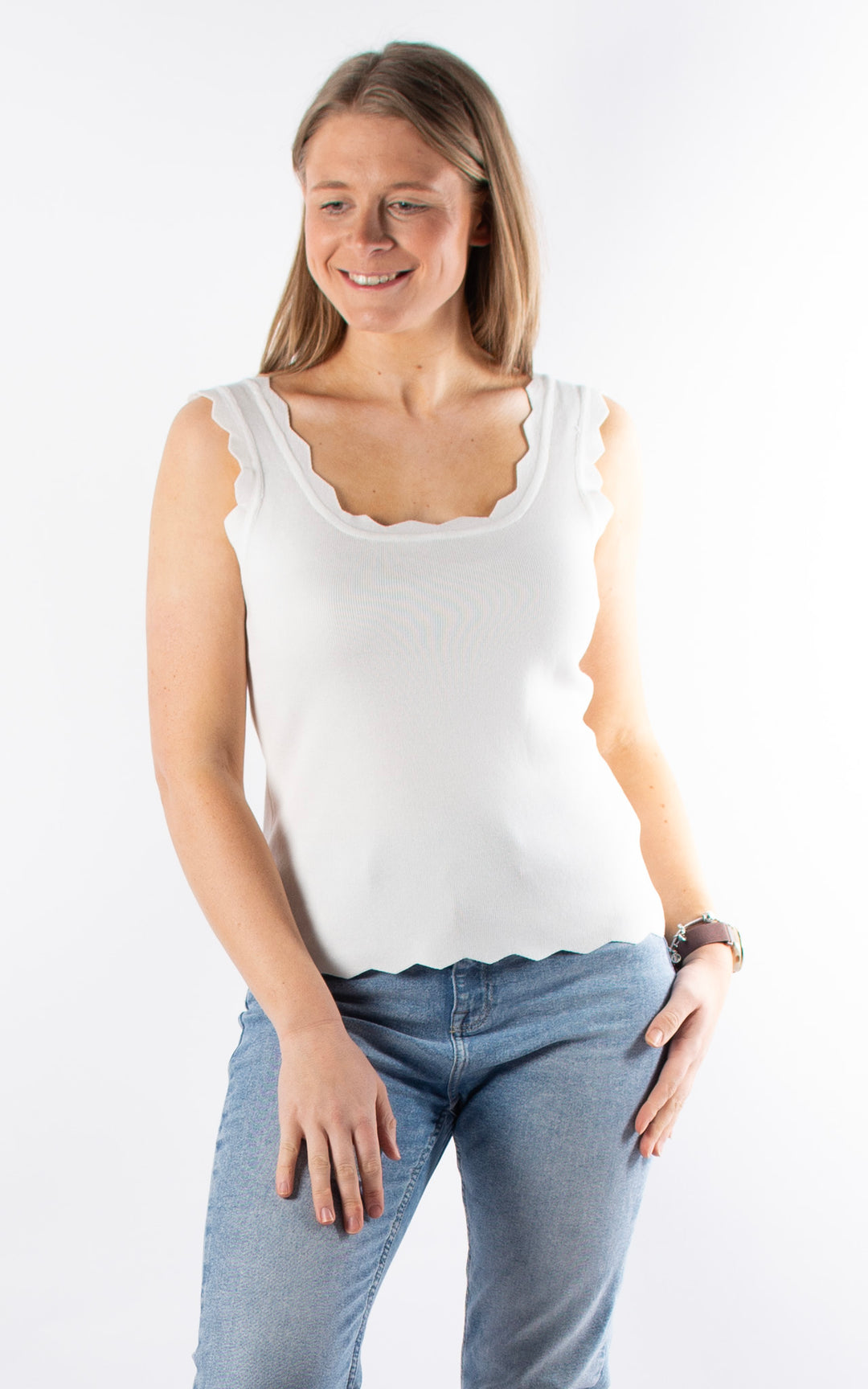 Makayla Ribbed Vest | White