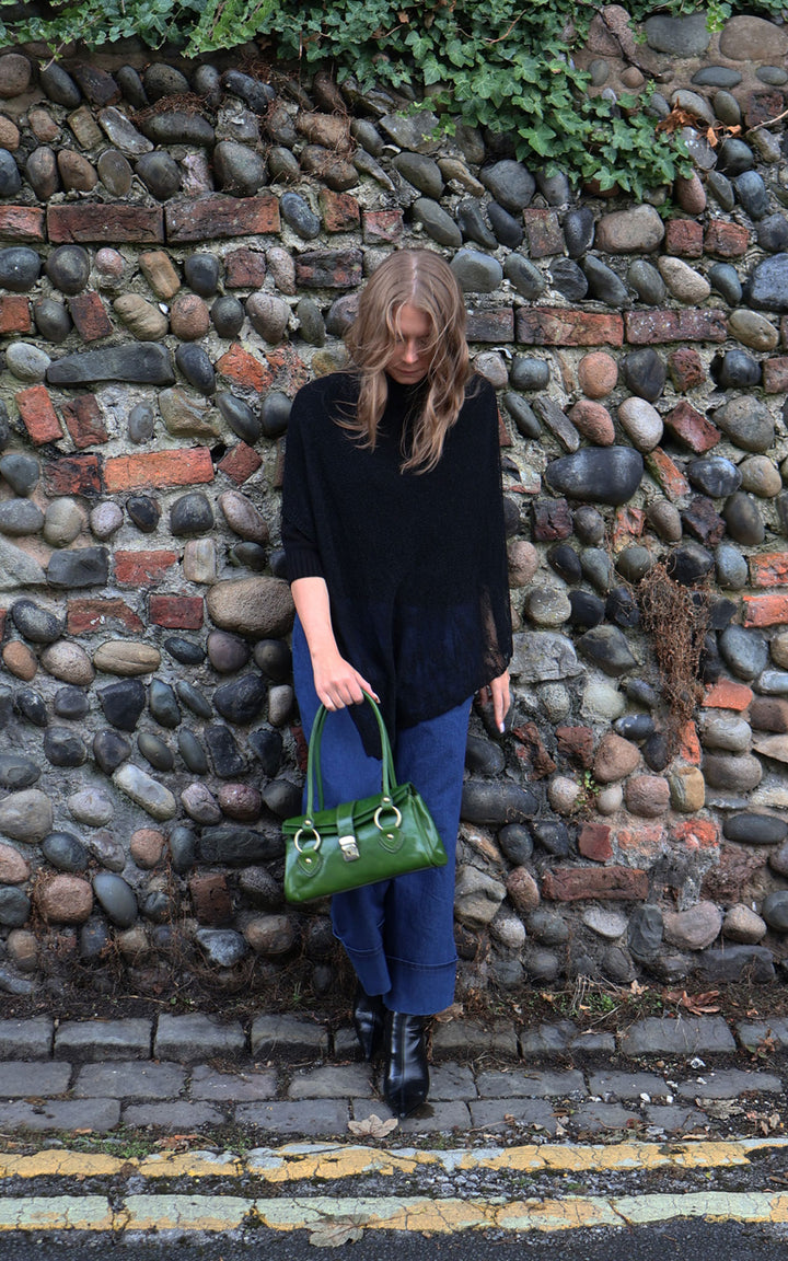 Fine Knit Poncho | Black