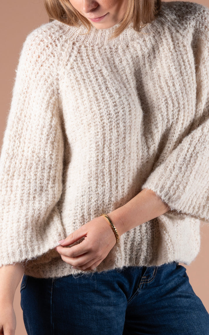Maple High Neck Knit | Beige