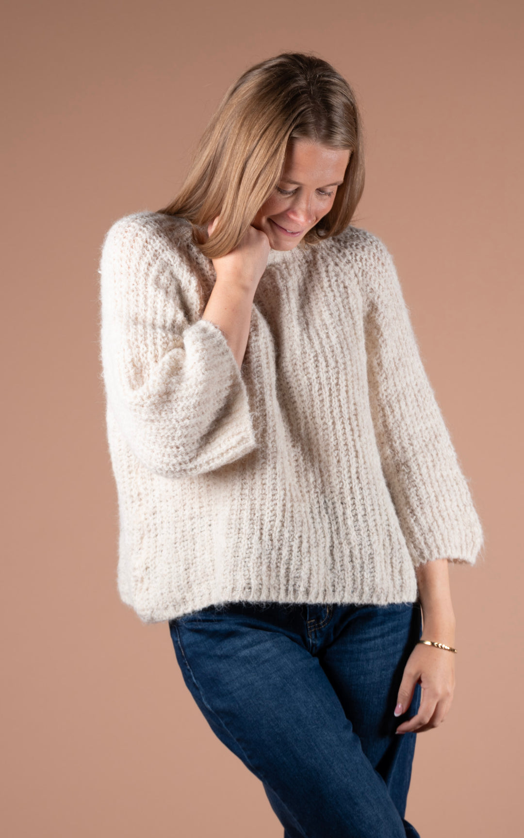 Maple High Neck Knit | Beige