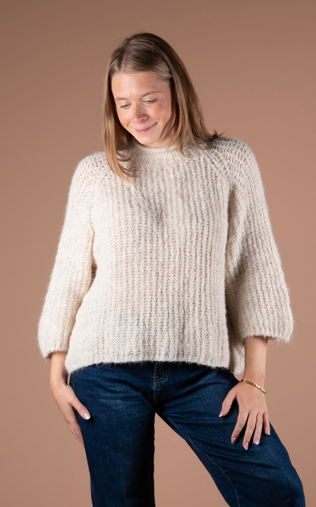 Maple High Neck Knit | Beige