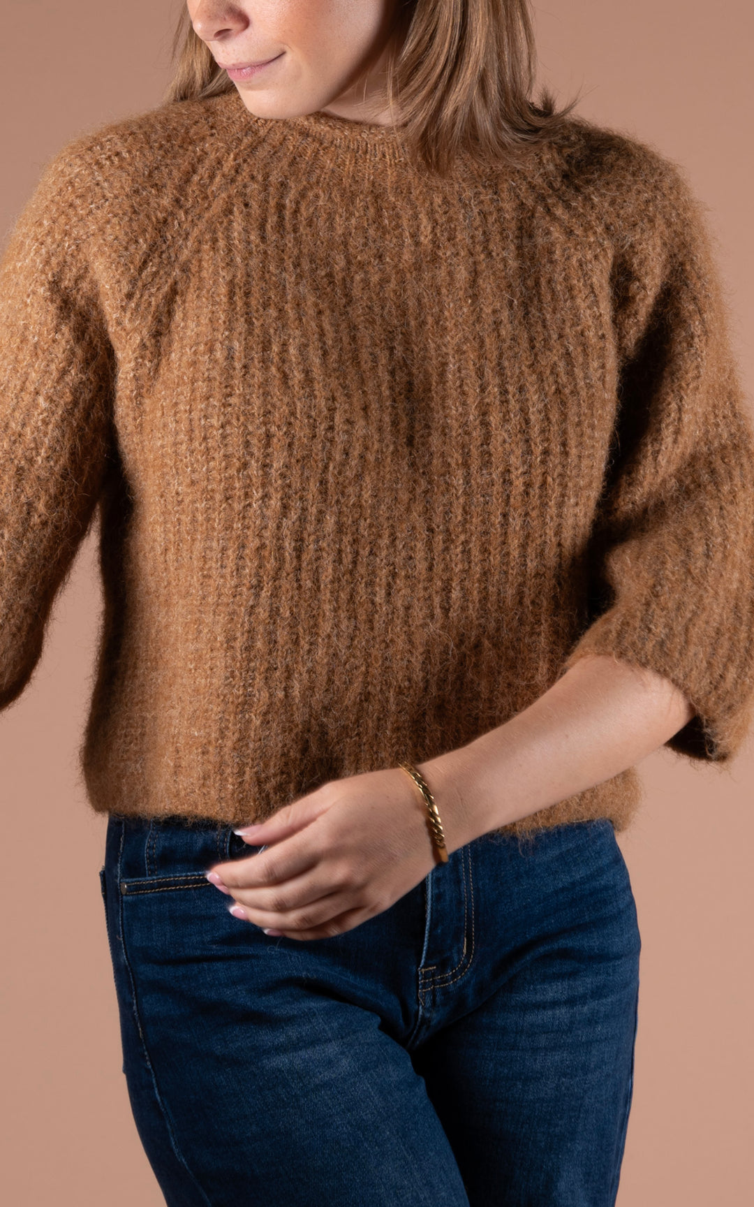 Maple High Neck Knit | Gold