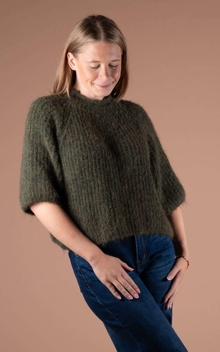Maple High Neck Knit | Khaki
