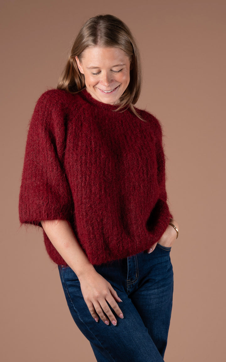 Maple High Neck Knit | Wine