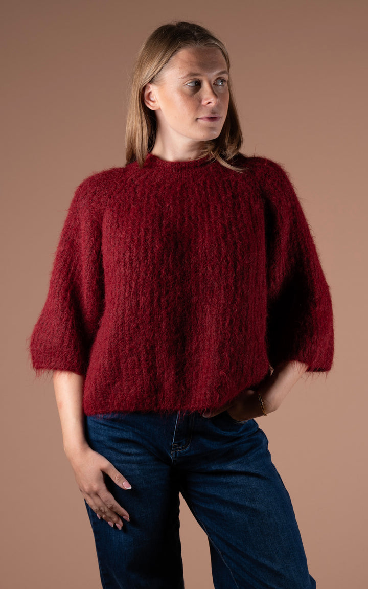 Maple High Neck Knit | Wine