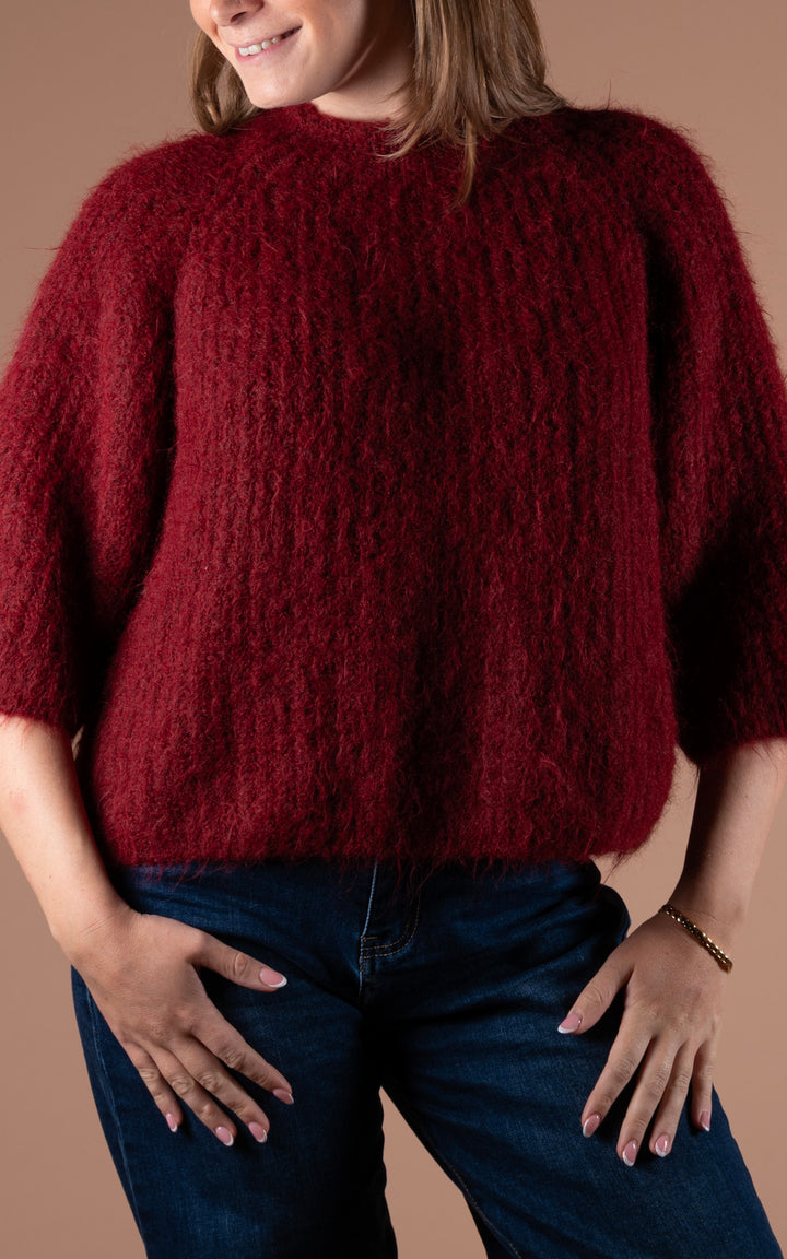 Maple High Neck Knit | Wine