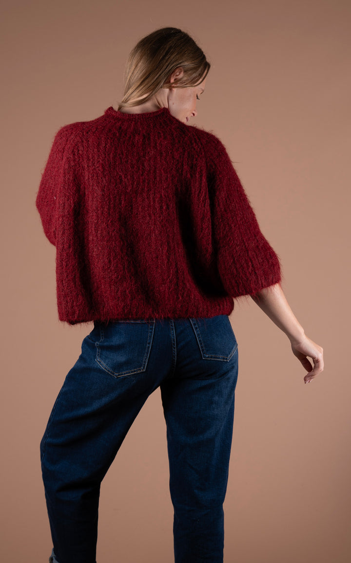 Maple High Neck Knit | Wine