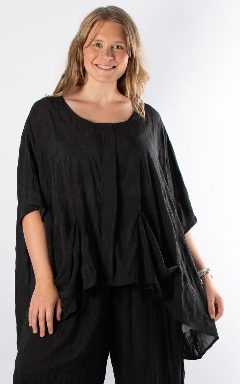 Maxine Front Pockets Top | Black