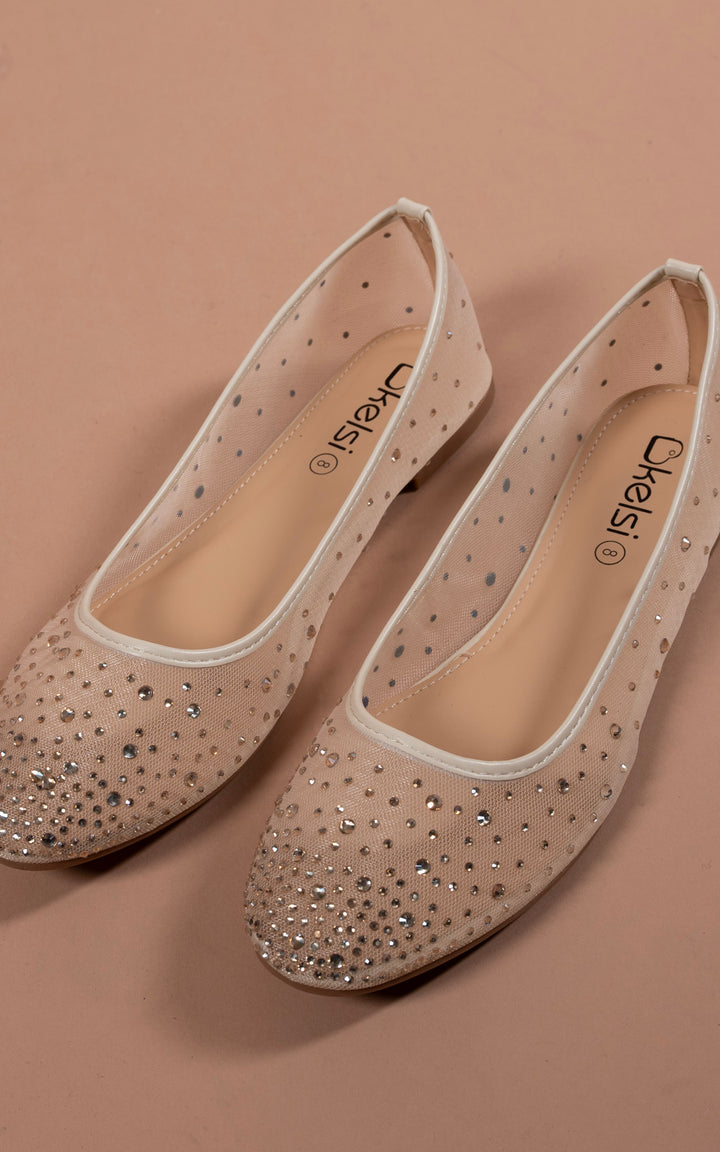 Mesh Diamante Loafer | Beige