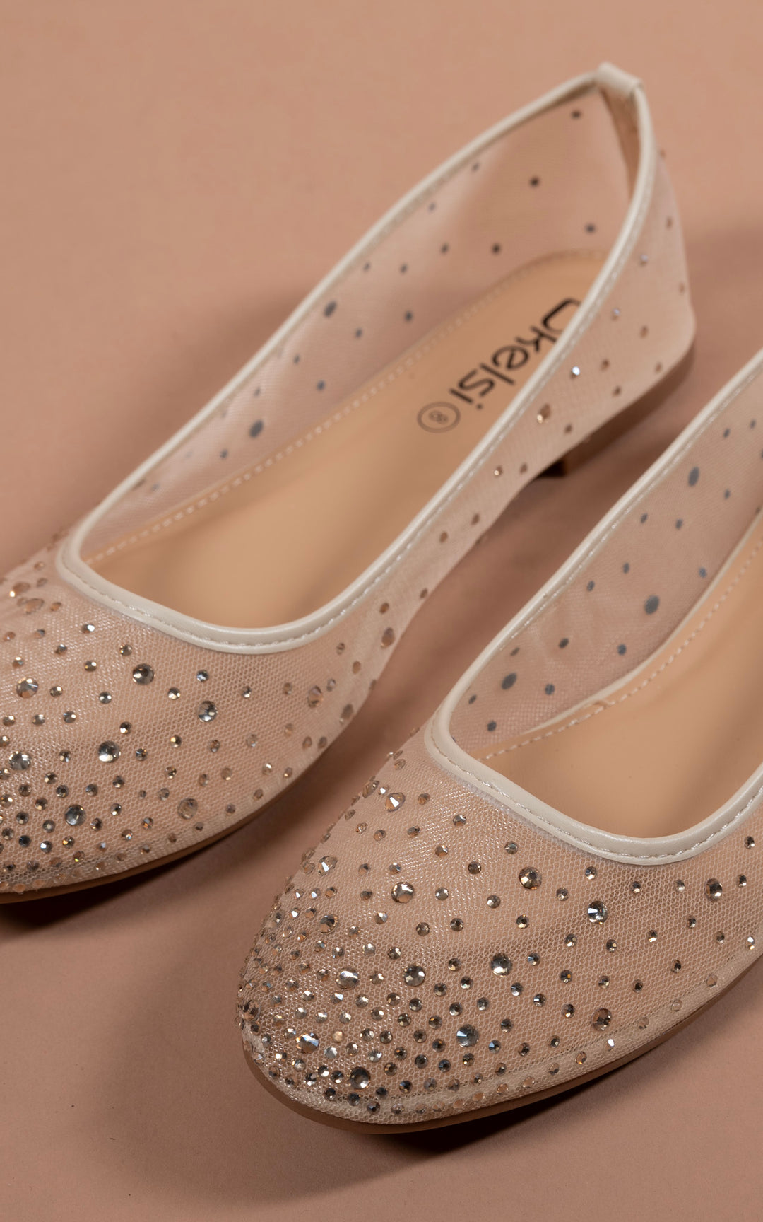 Mesh Diamante Loafer | Beige
