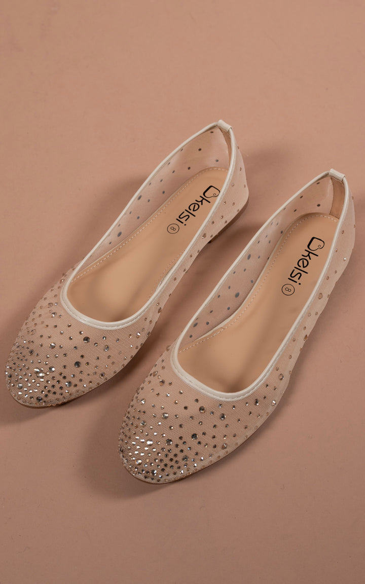 Mesh Diamante Loafer | Beige