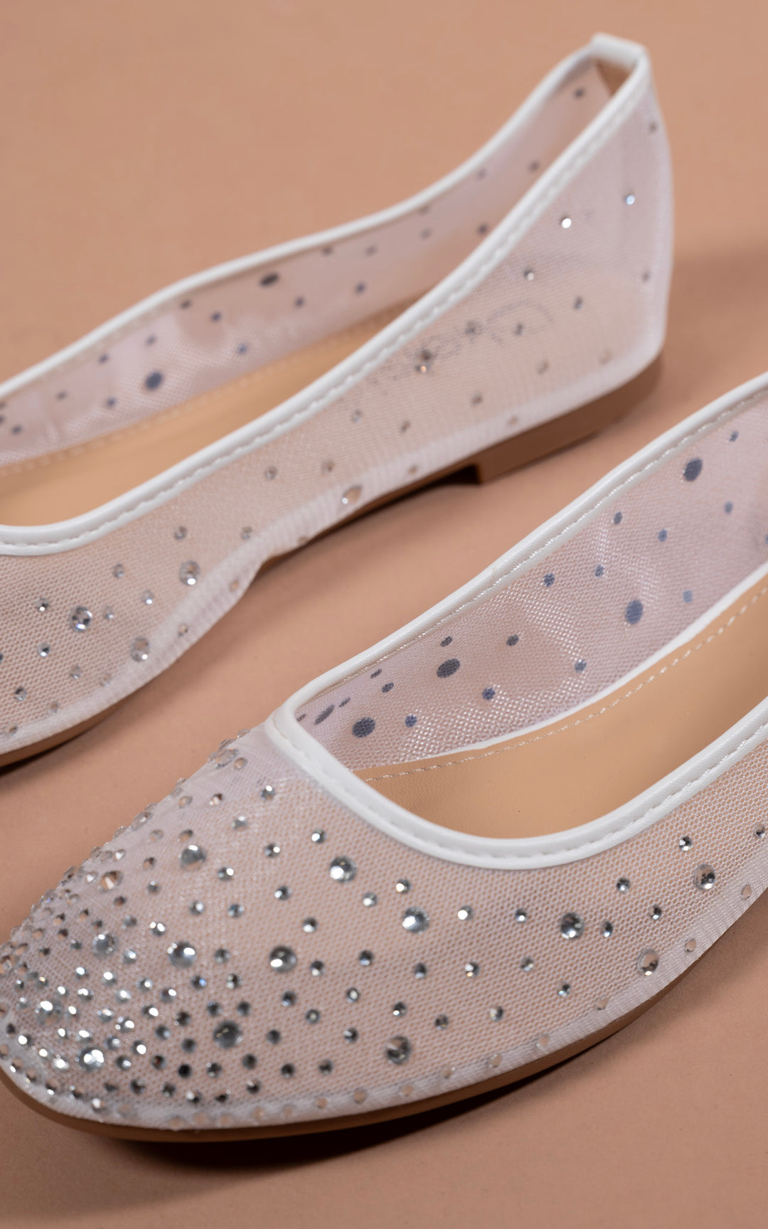 Mesh Diamante Loafer | White