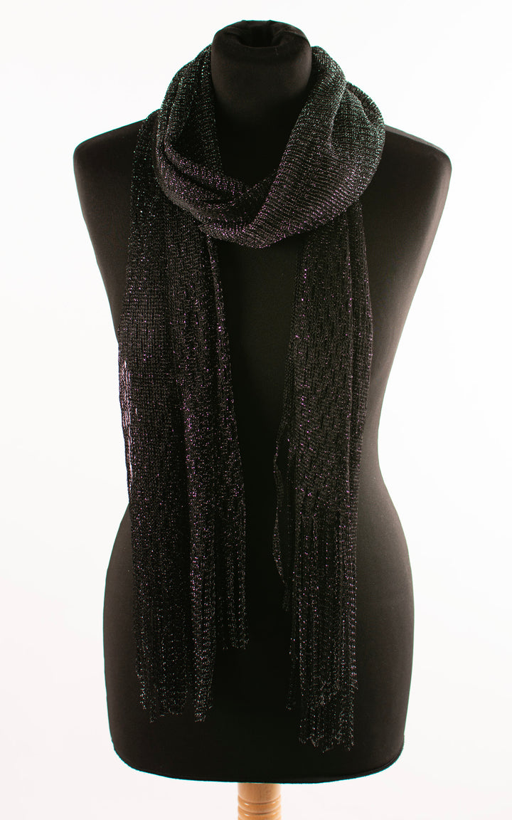 Mesh Tassel Scarf | Black