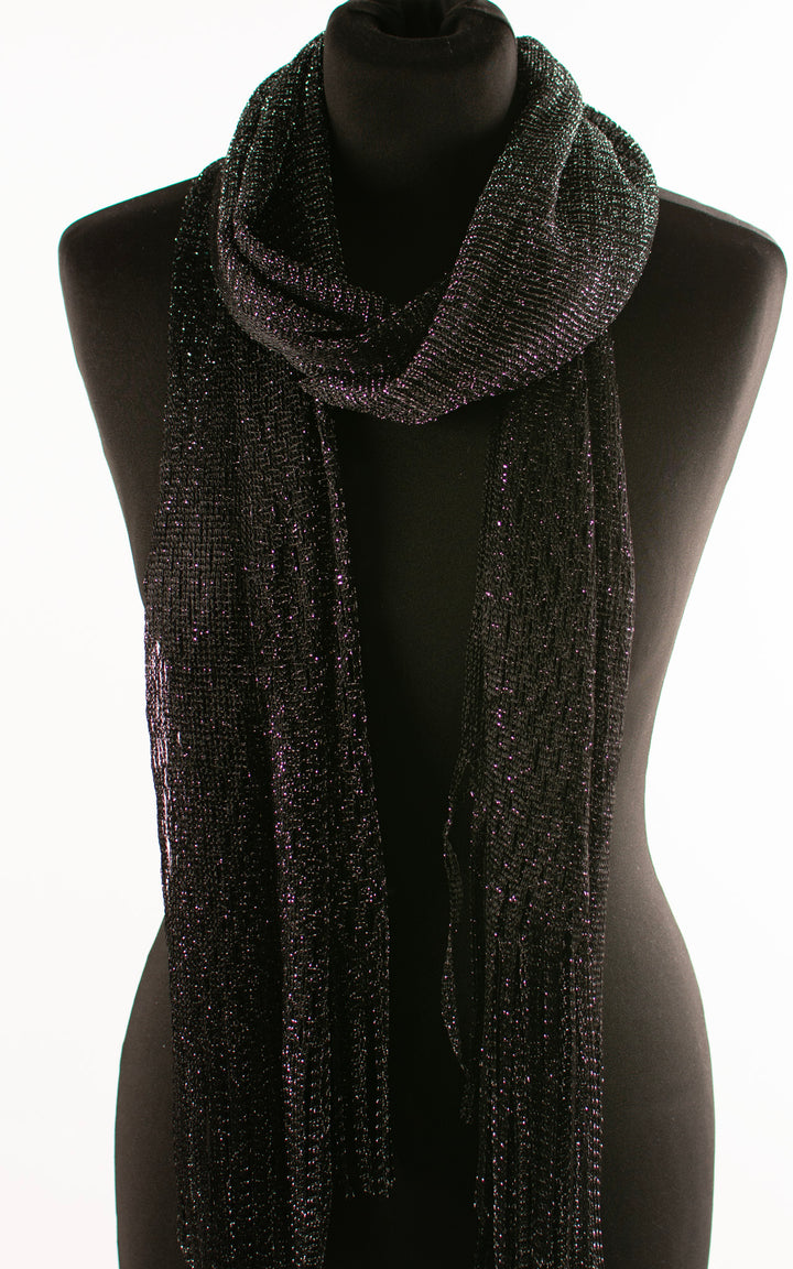 Mesh Tassel Scarf | Black
