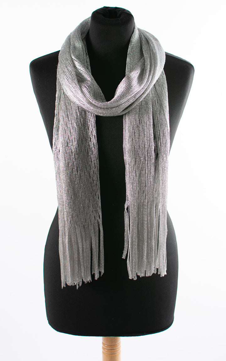 Mesh Tassel Scarf | Silver