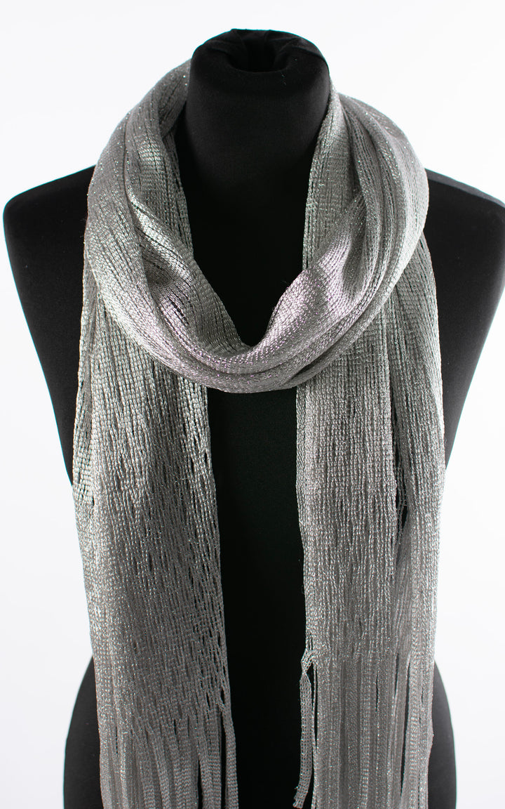 Mesh Tassel Scarf | Silver