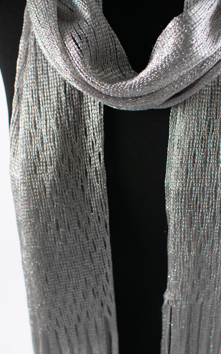 Mesh Tassel Scarf | Silver