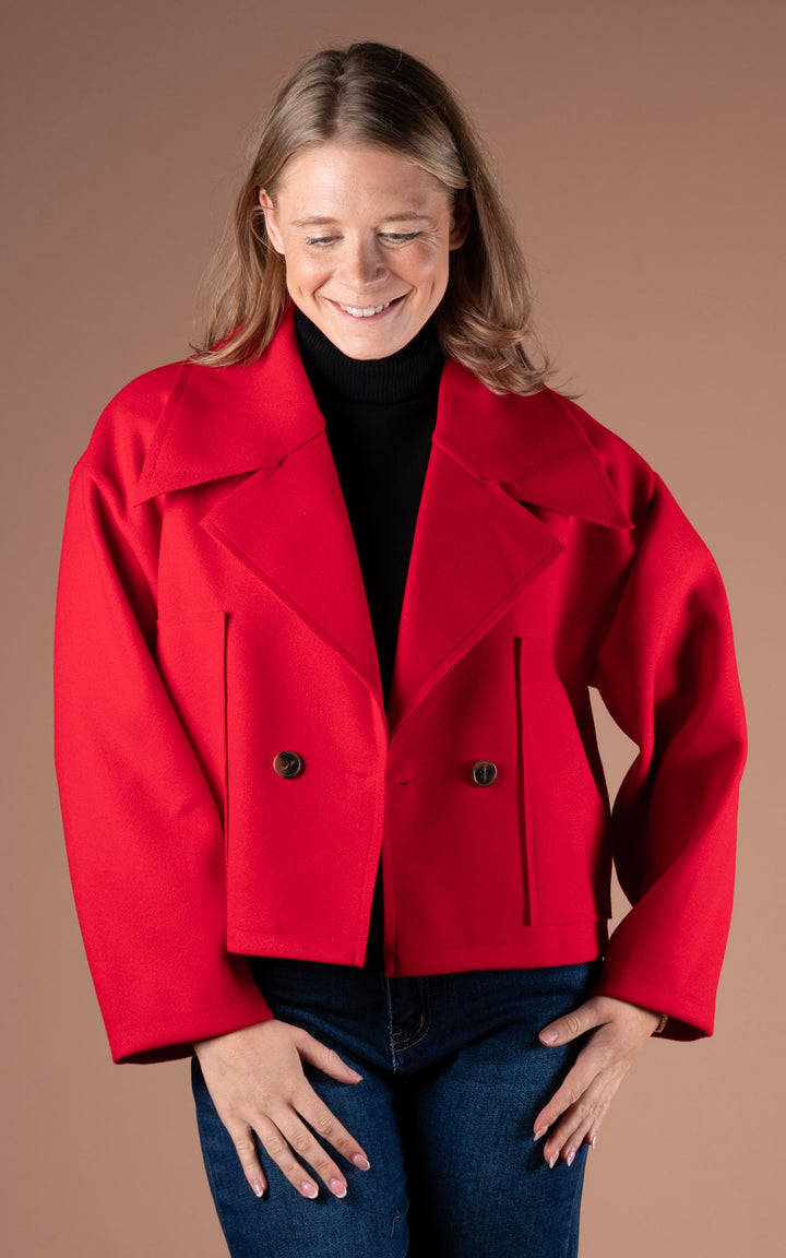 Mia Buttoned Jacket | Red