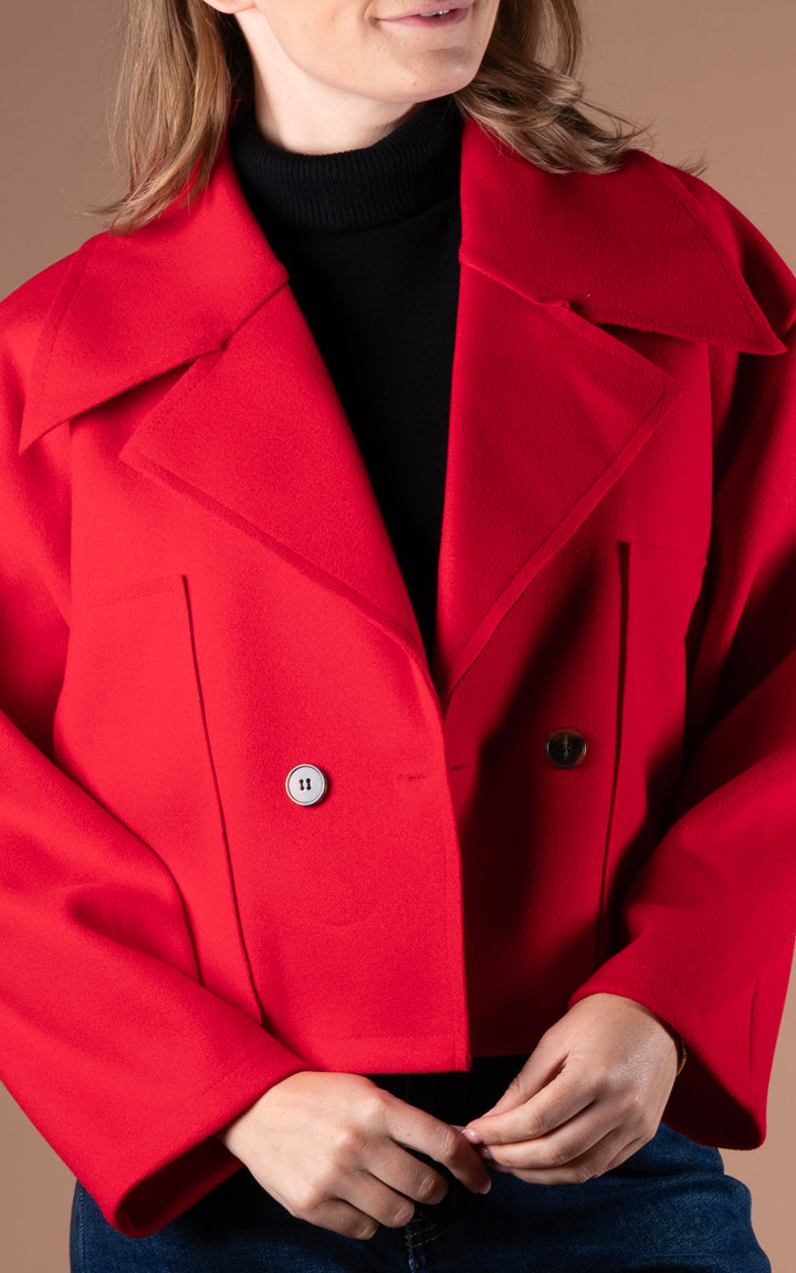 Mia Buttoned Jacket | Red