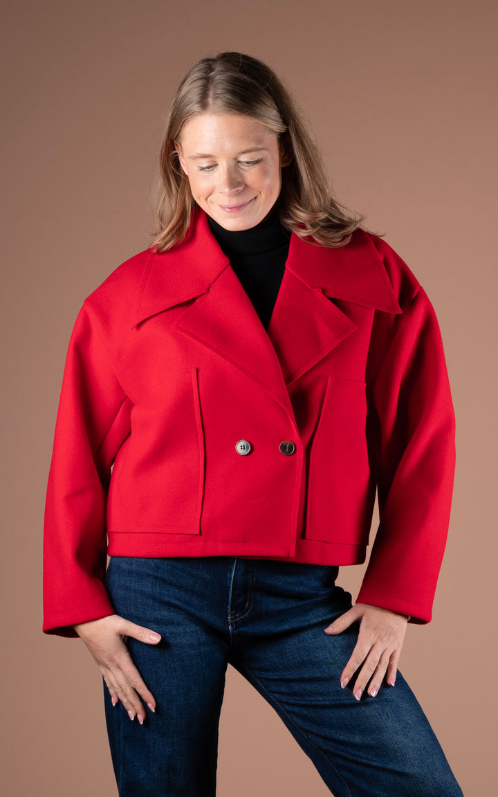 Mia Buttoned Jacket | Red