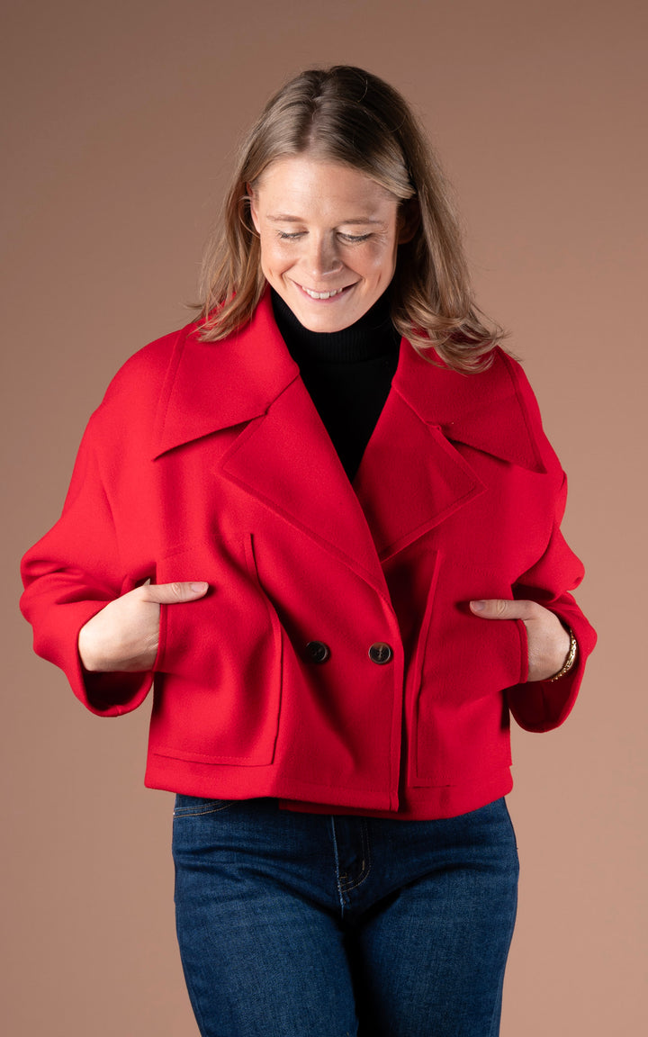 Mia Buttoned Jacket | Red