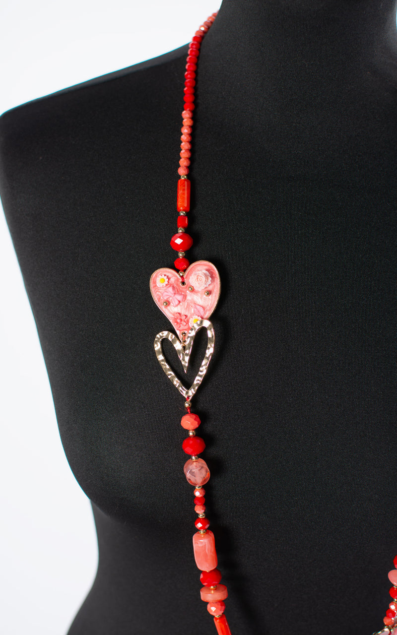 Mia Hearts Necklace | Coral