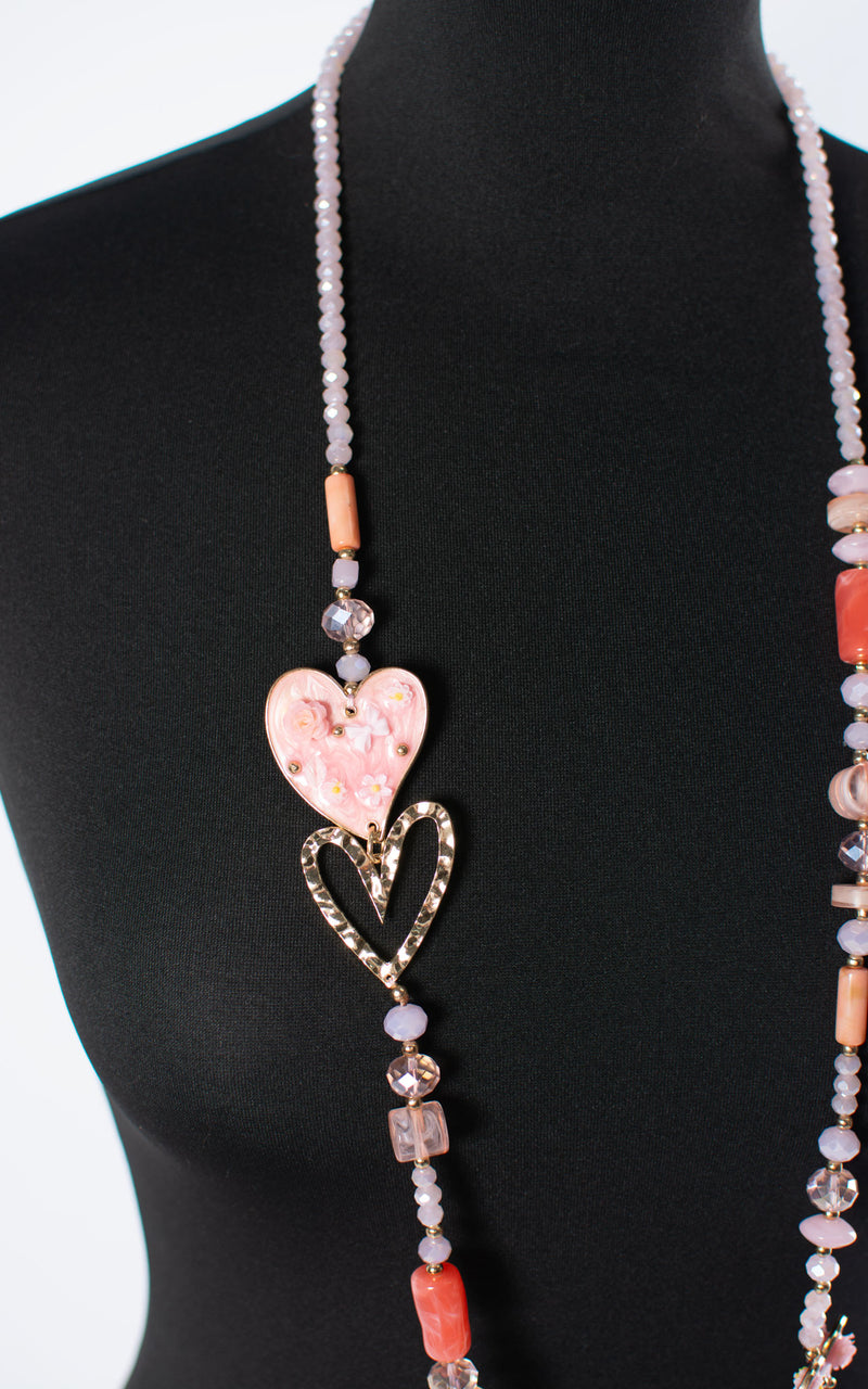 Mia Hearts Necklace | Pink