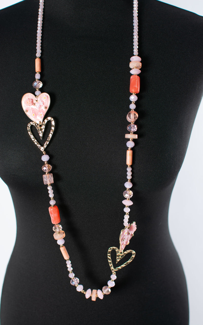 Mia Hearts Necklace | Pink