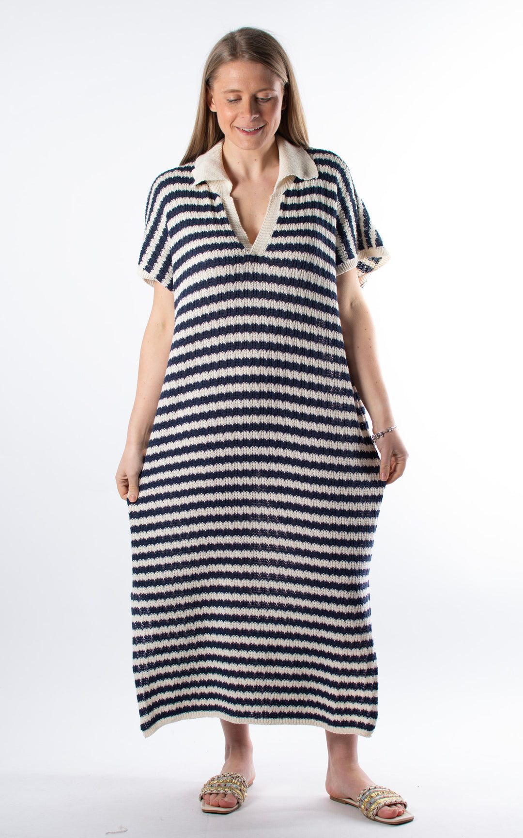 Mila Stripe Knit Dress | Navy