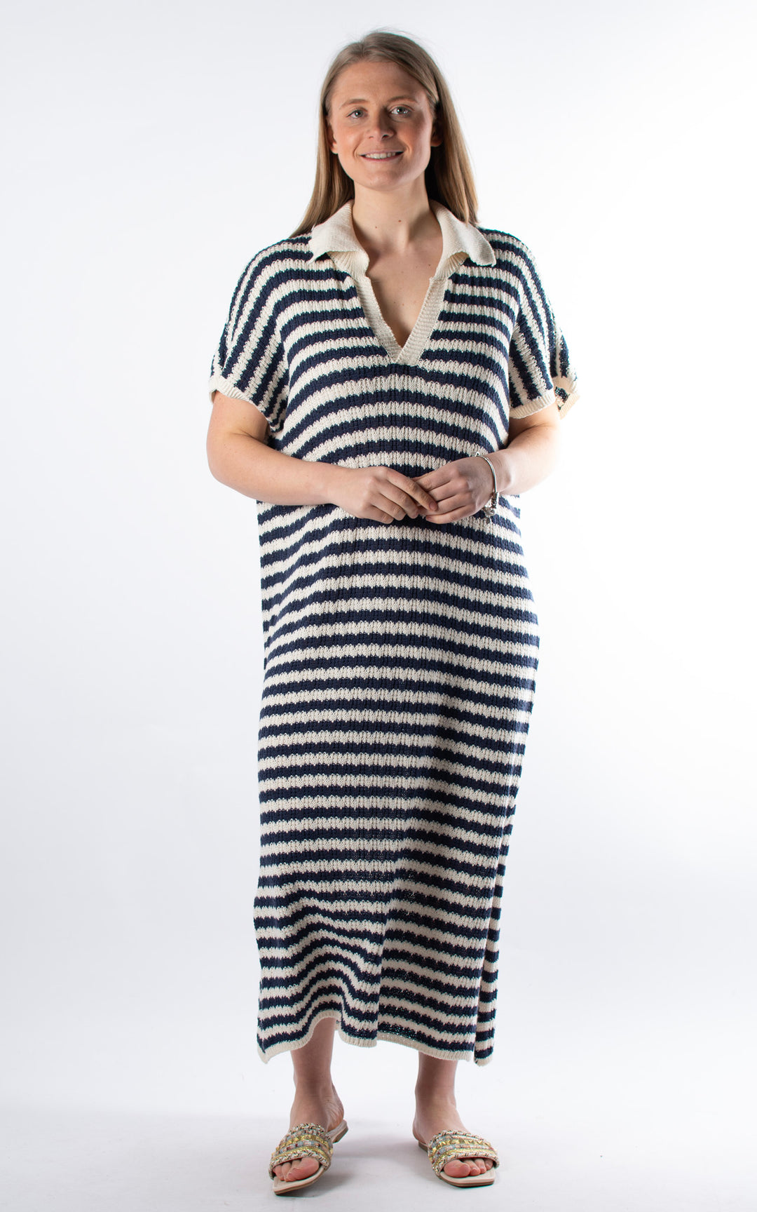 Mila Stripe Knit Dress | Navy