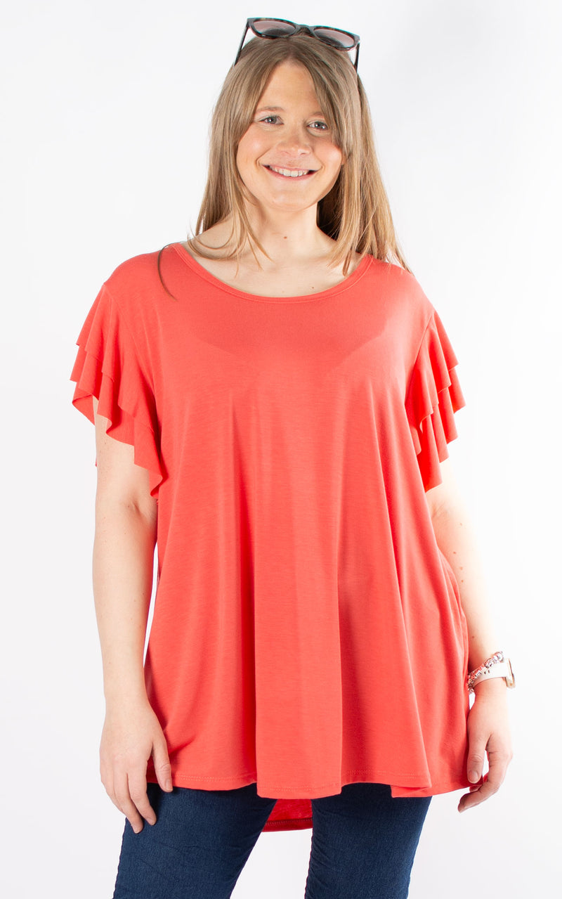 Millie Frill T-Shirt | Coral