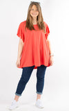 Millie Frill T-Shirt | Coral