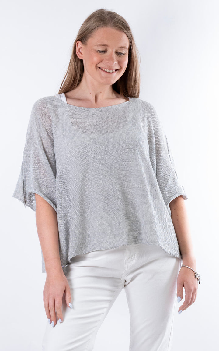 Minnie Cropped Knit | Light Grey