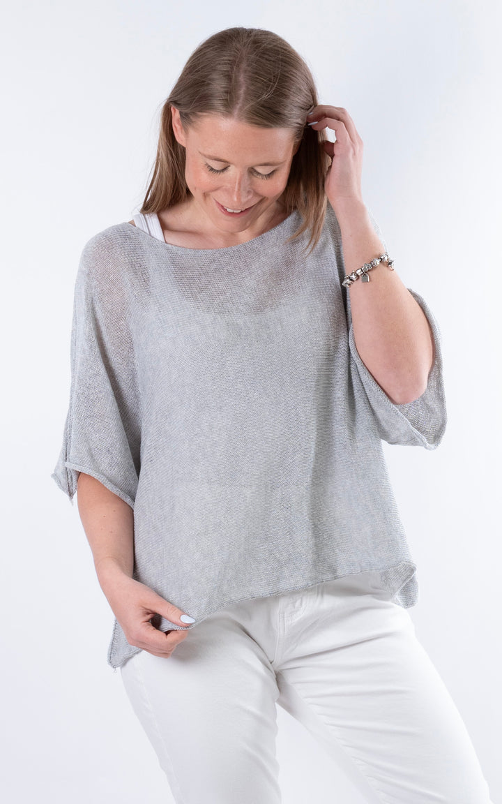 Minnie Cropped Knit | Light Grey