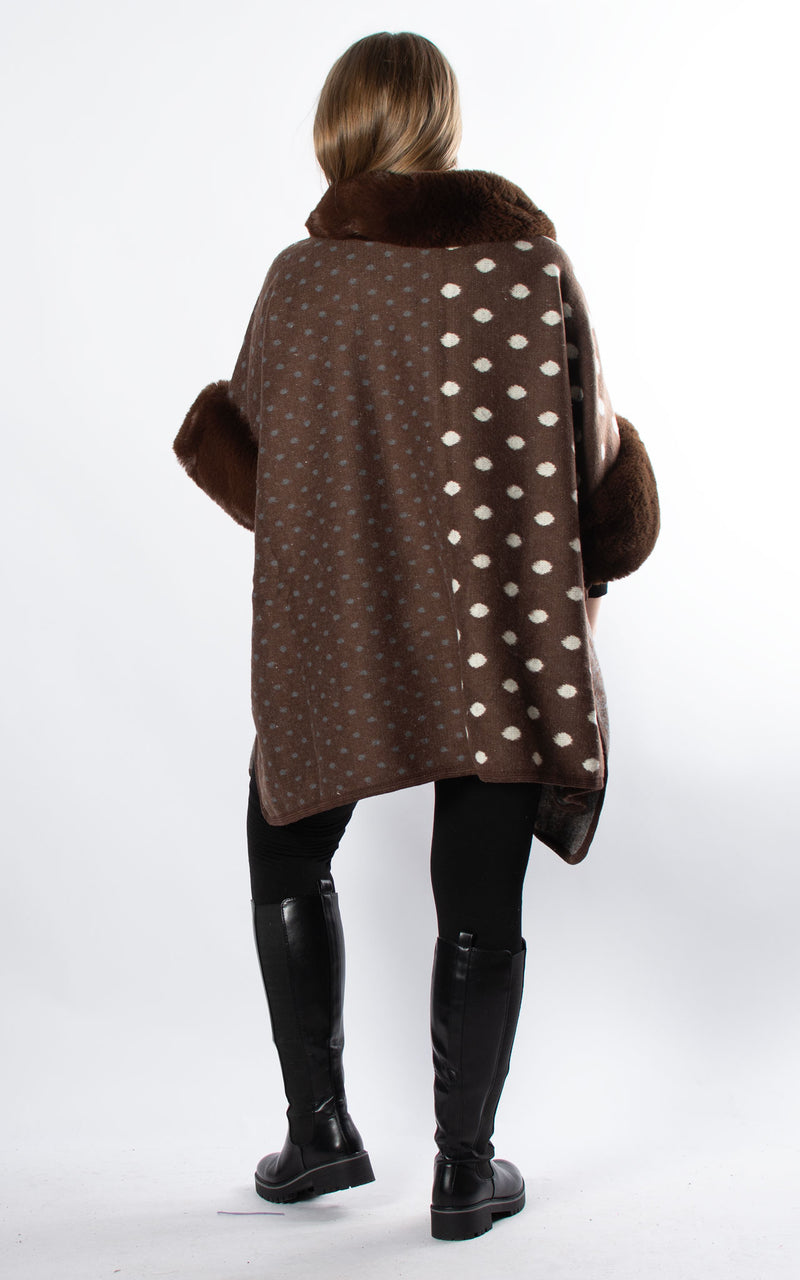 Multi Pattern Poncho | Chocolate