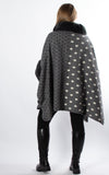 Multi Pattern Poncho | Dark Grey