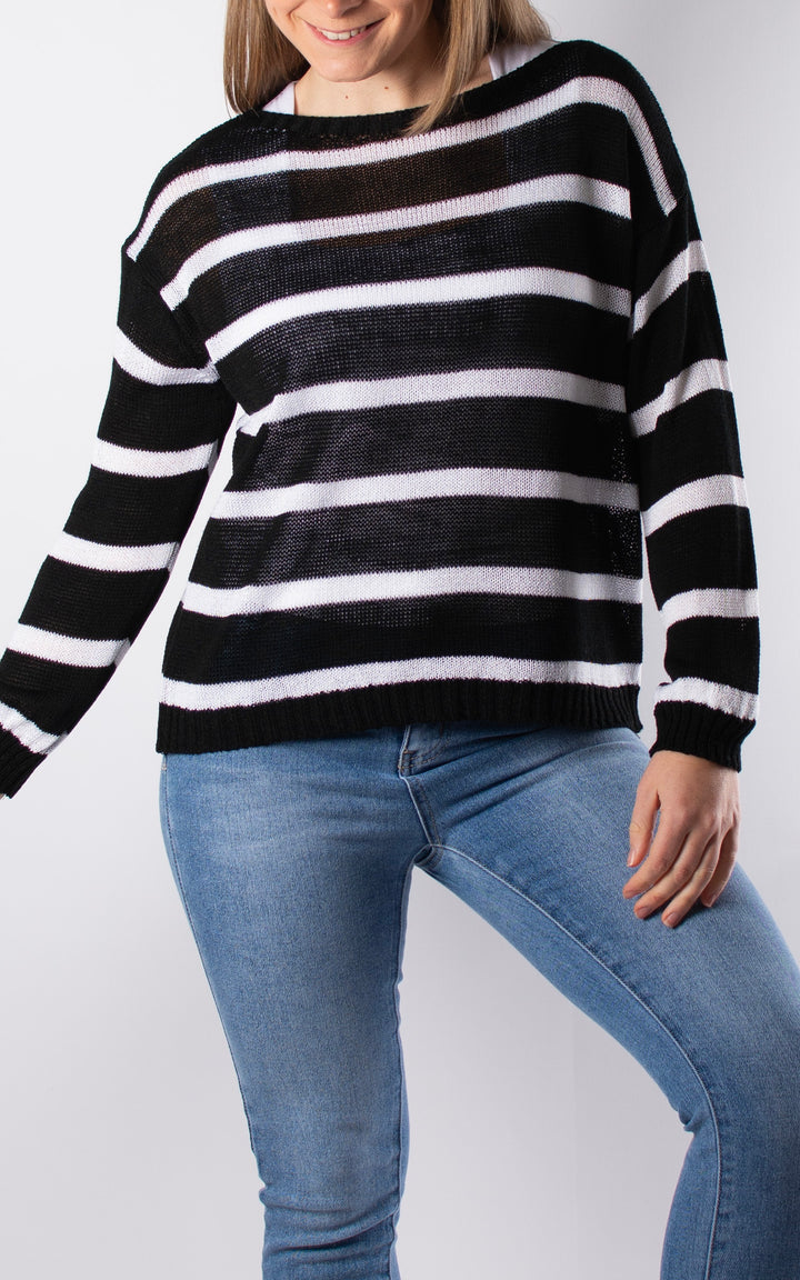Myla Stripe Top | Black