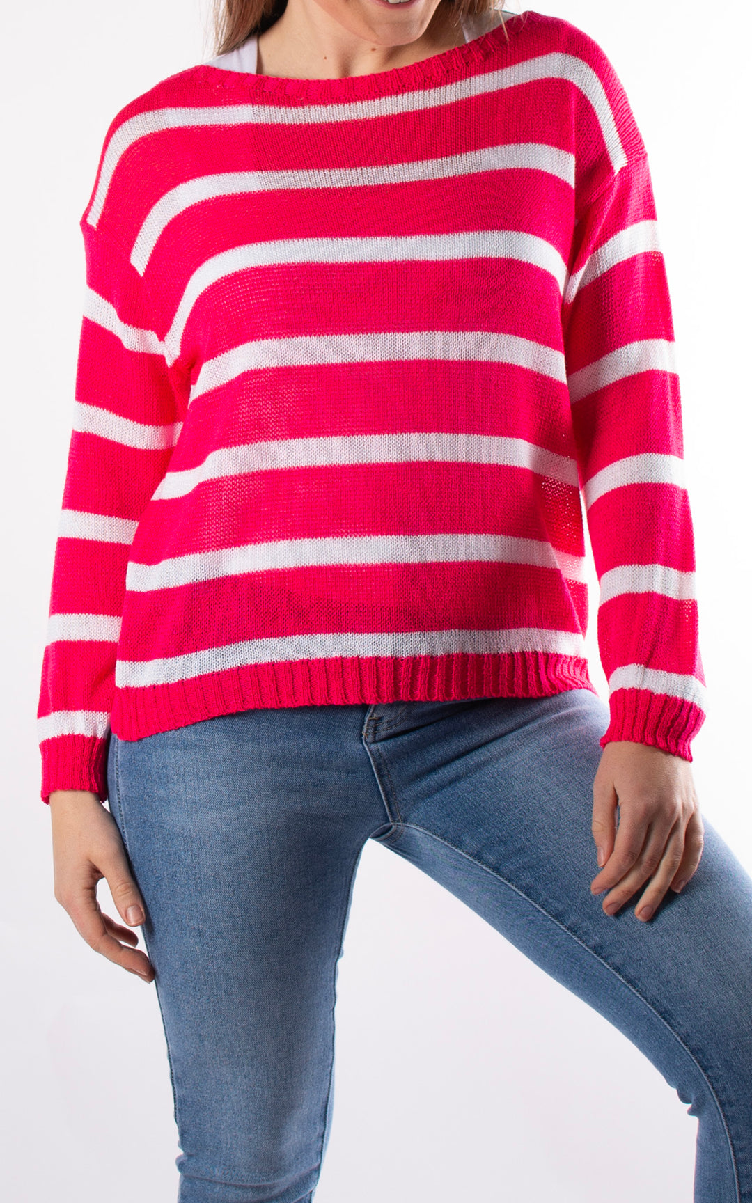 Myla Stripe Top | Hot Pink
