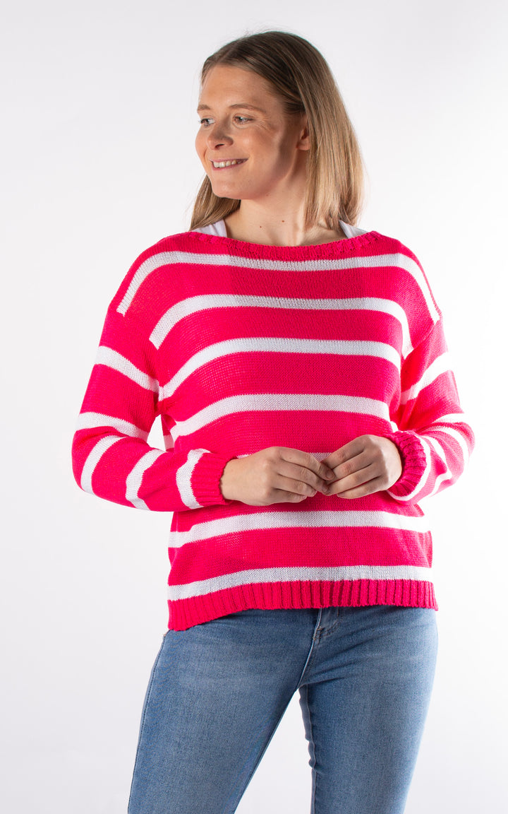 Myla Stripe Top | Hot Pink