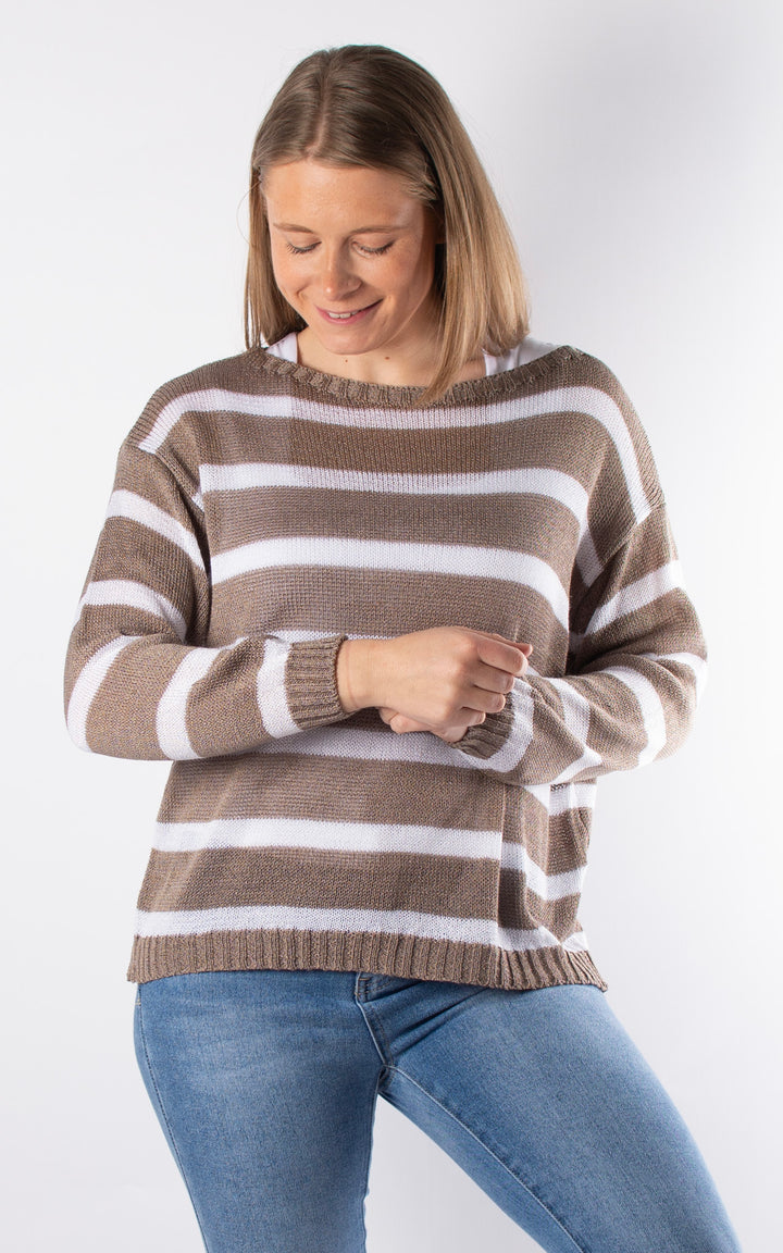 Myla Stripe Top | Mocha