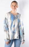 Naomi Thin Knit | Abstract Print | Blue