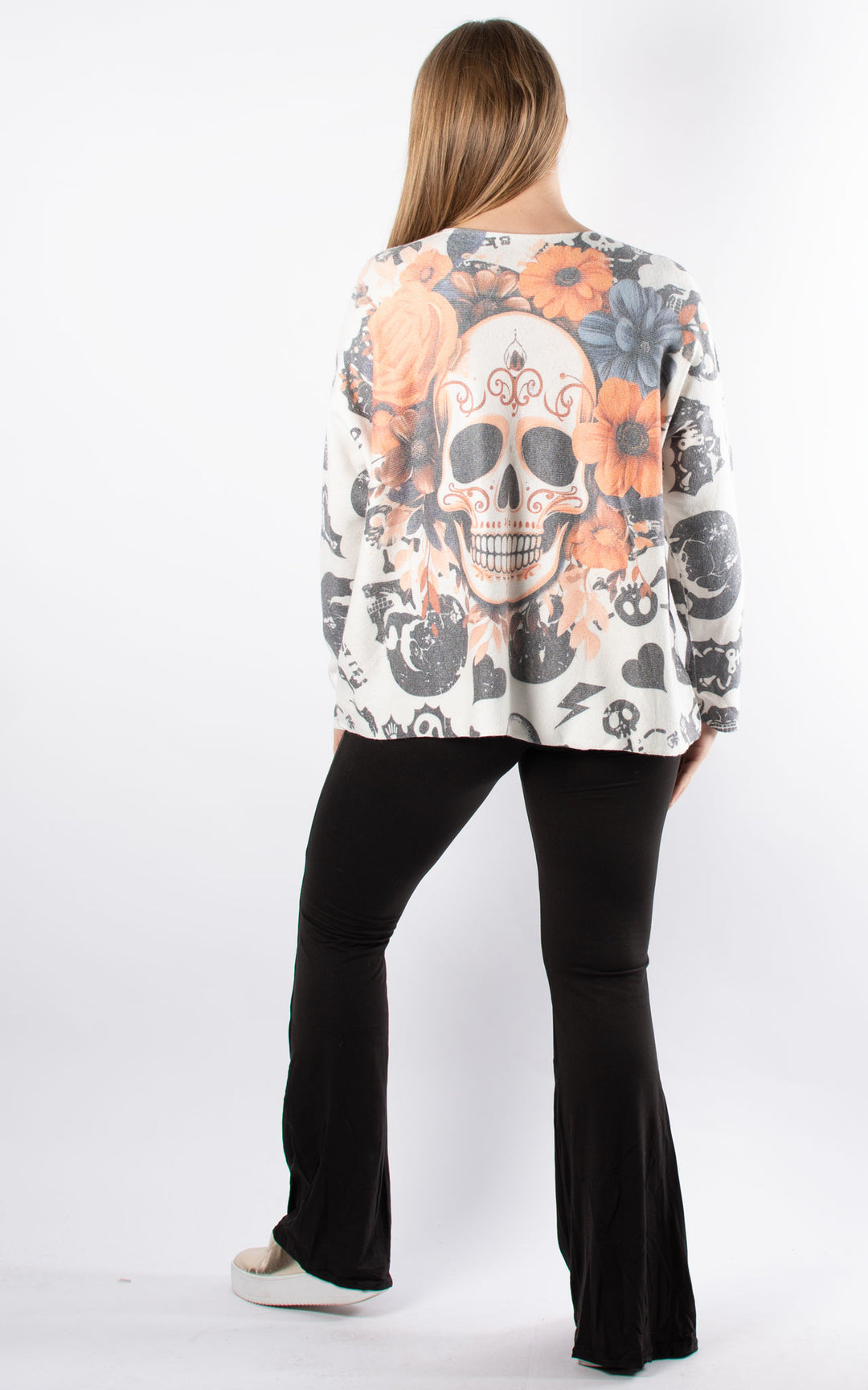 Naomi Thin Knit | Skull | Orange