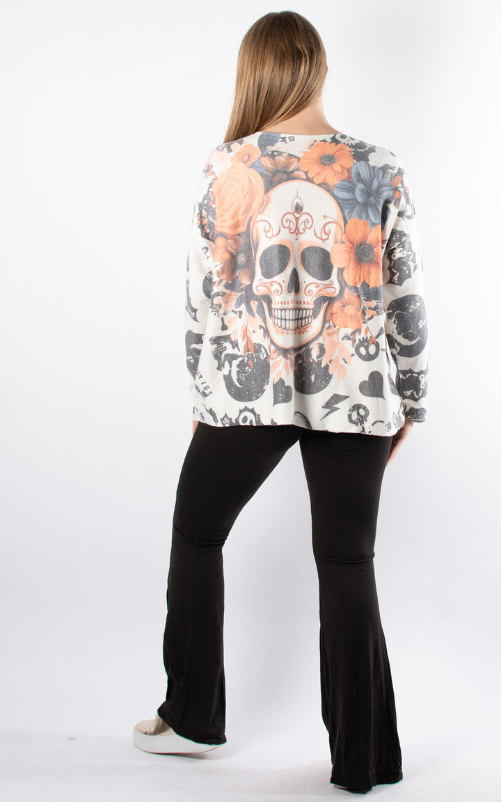 Naomi Thin Knit | Skull | Orange