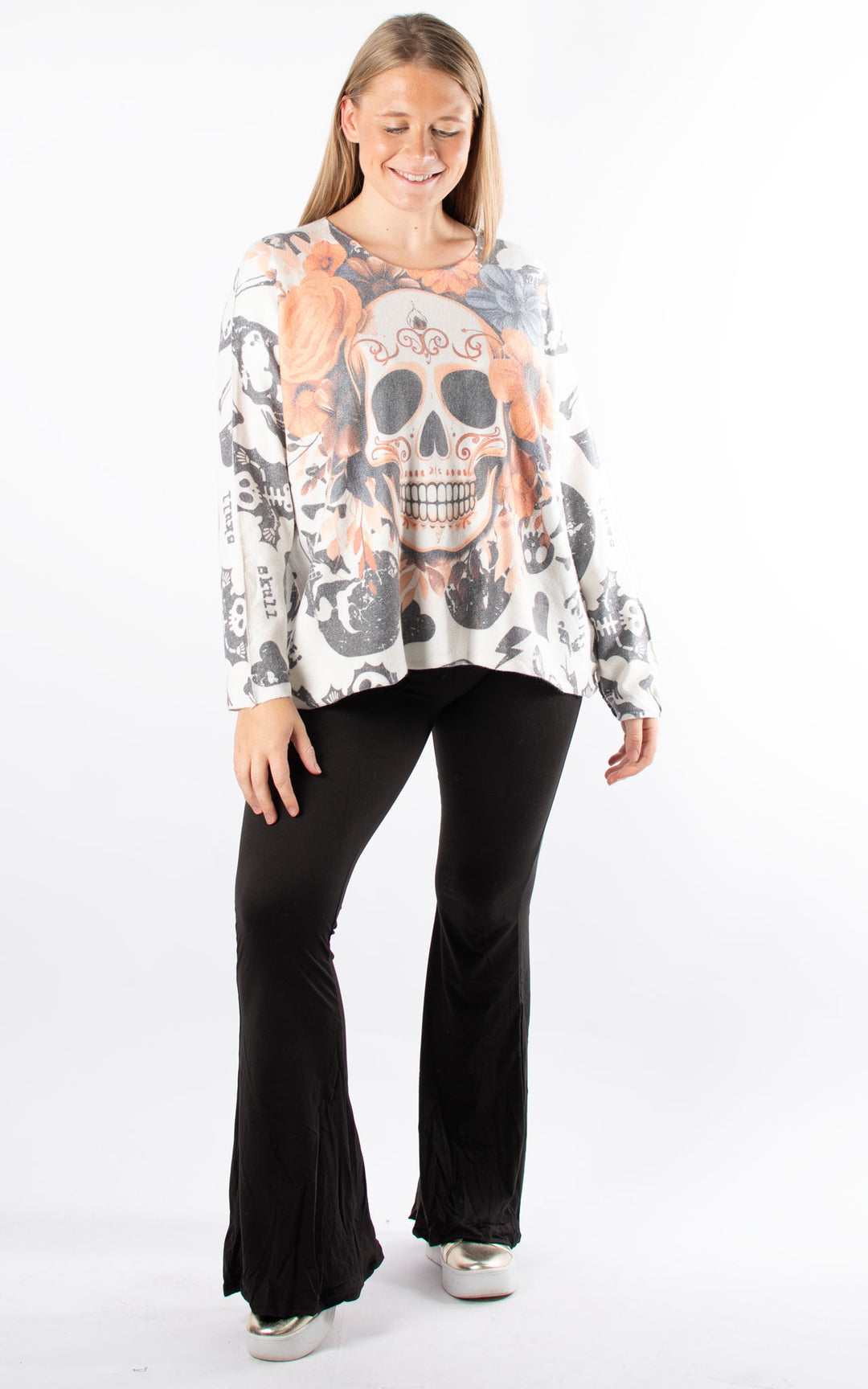 Naomi Thin Knit | Skull | Orange