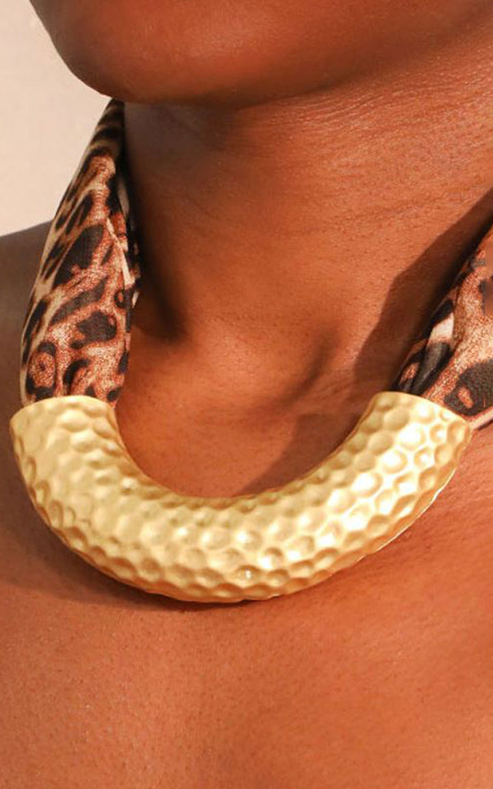 Necklace | Textured Gold | Leopard