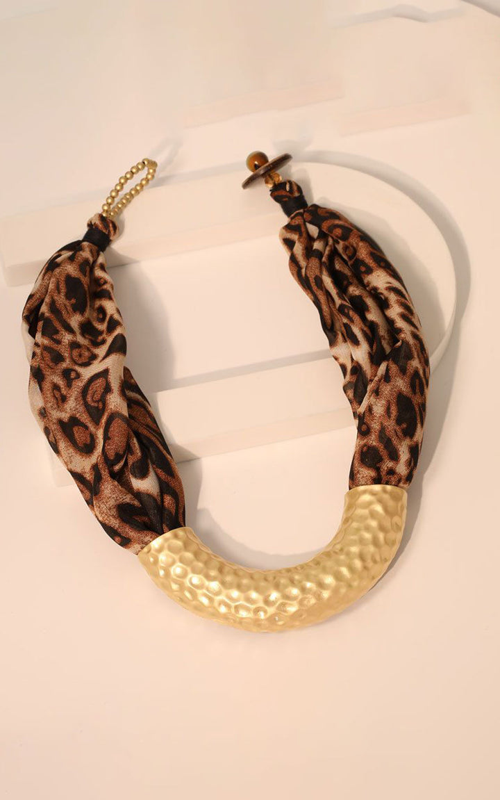 Necklace | Textured Gold | Leopard
