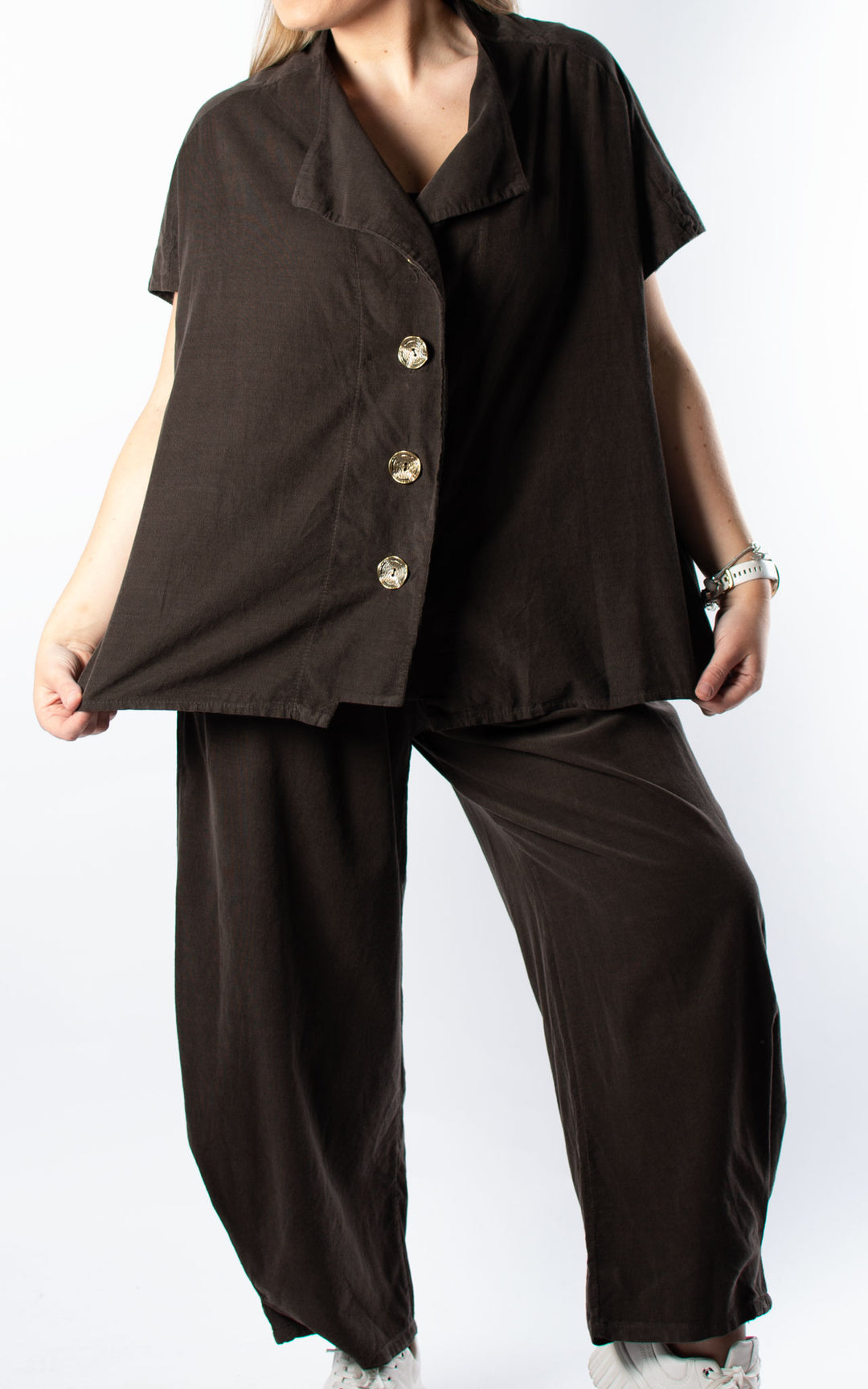 Needlecord Oversized Waistcoat | Chocolate